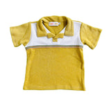 Retro Terry Cloth Polo Shirt — Tan w/ Rainbow Trim