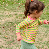 Striped Long Sleeve Shirt - Green/Pink/Yellow