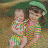 Girls Shift Dress - Green/Pink/Yellow Stripe