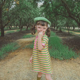 Girls Shift Dress - Green/Pink/Yellow Stripe