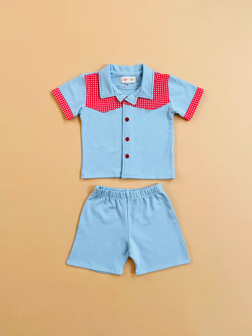 Western Set — Baby Blue/Red