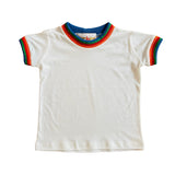 Ringer Tee - Blue/Green/Red/Orange Trim