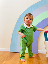Load image into Gallery viewer, toddler boys vintage style green utility jumpsuit