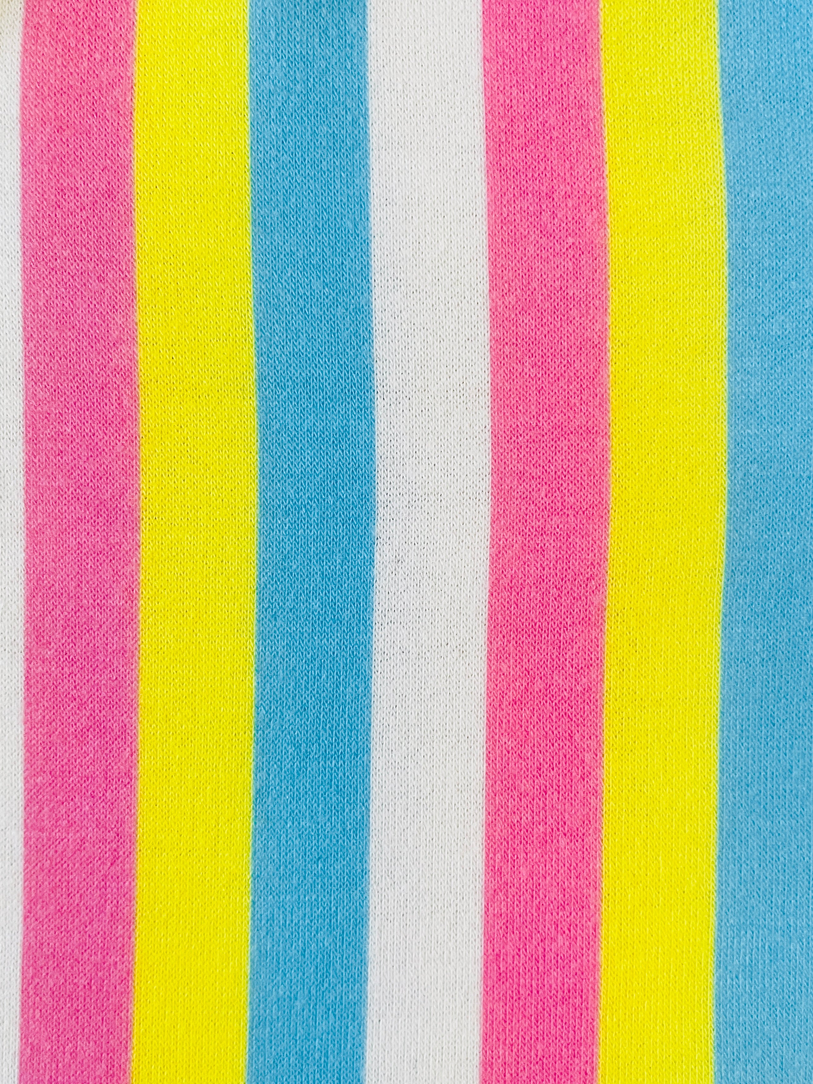 blue pink yellow and white stripes