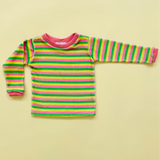 Striped Long Sleeve Shirt - Green/Pink/Yellow