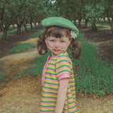 Girls Shift Dress - Green/Pink/Yellow Stripe