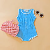 Retro Terry Cloth Romper — Blue