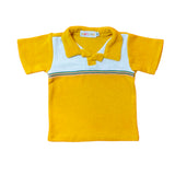 Retro style kids terry cloth polo shirt rainbow trim