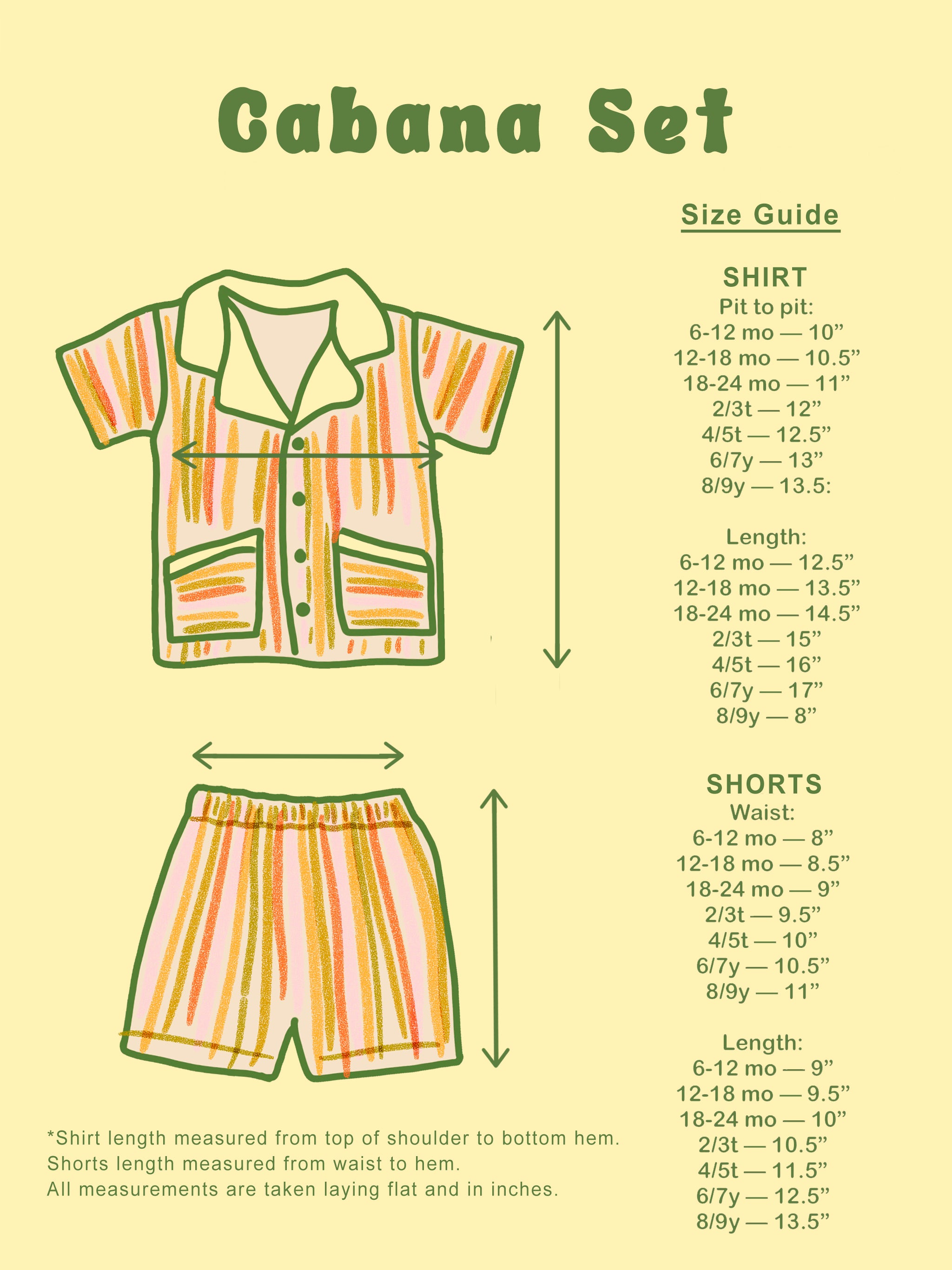 kids cabana set size guide