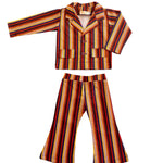 Colorful boys striped vintage inspired special occasion birthday suit on white background 