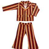 Colorful boys striped vintage inspired special occasion birthday suit on white background 