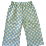 children's Blue and yellow checkered pants on a white background