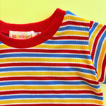 Closeup of colorful striped kids shirt