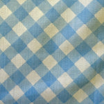 closeup of blue checkered vintage fabric 