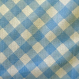 closeup of blue checkered vintage fabric 