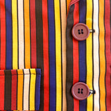 Close-up of a colorful children boys toddler kids striped shirt with buttons