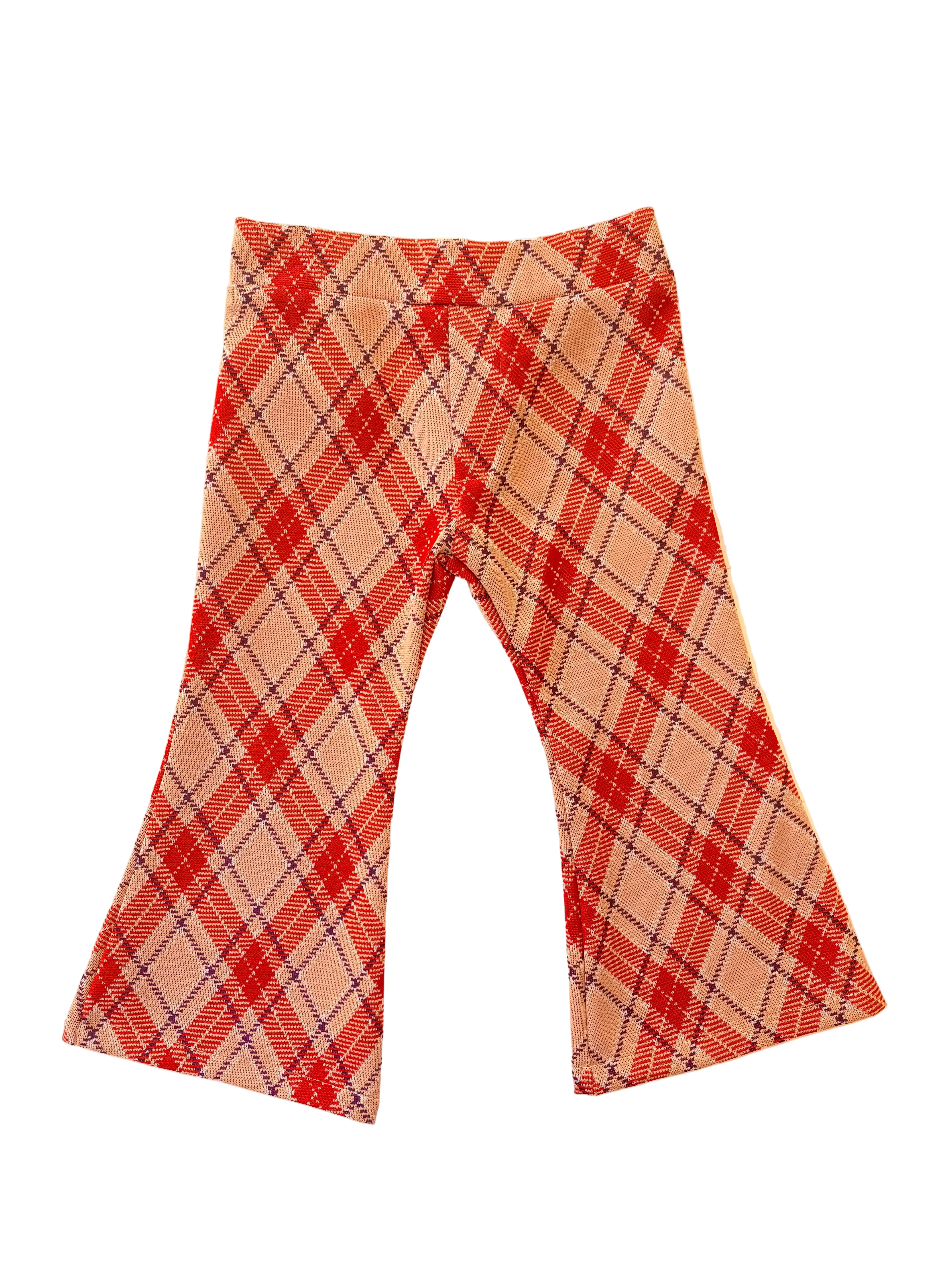 Vintage style children's toddlers plaid bell bottom pants