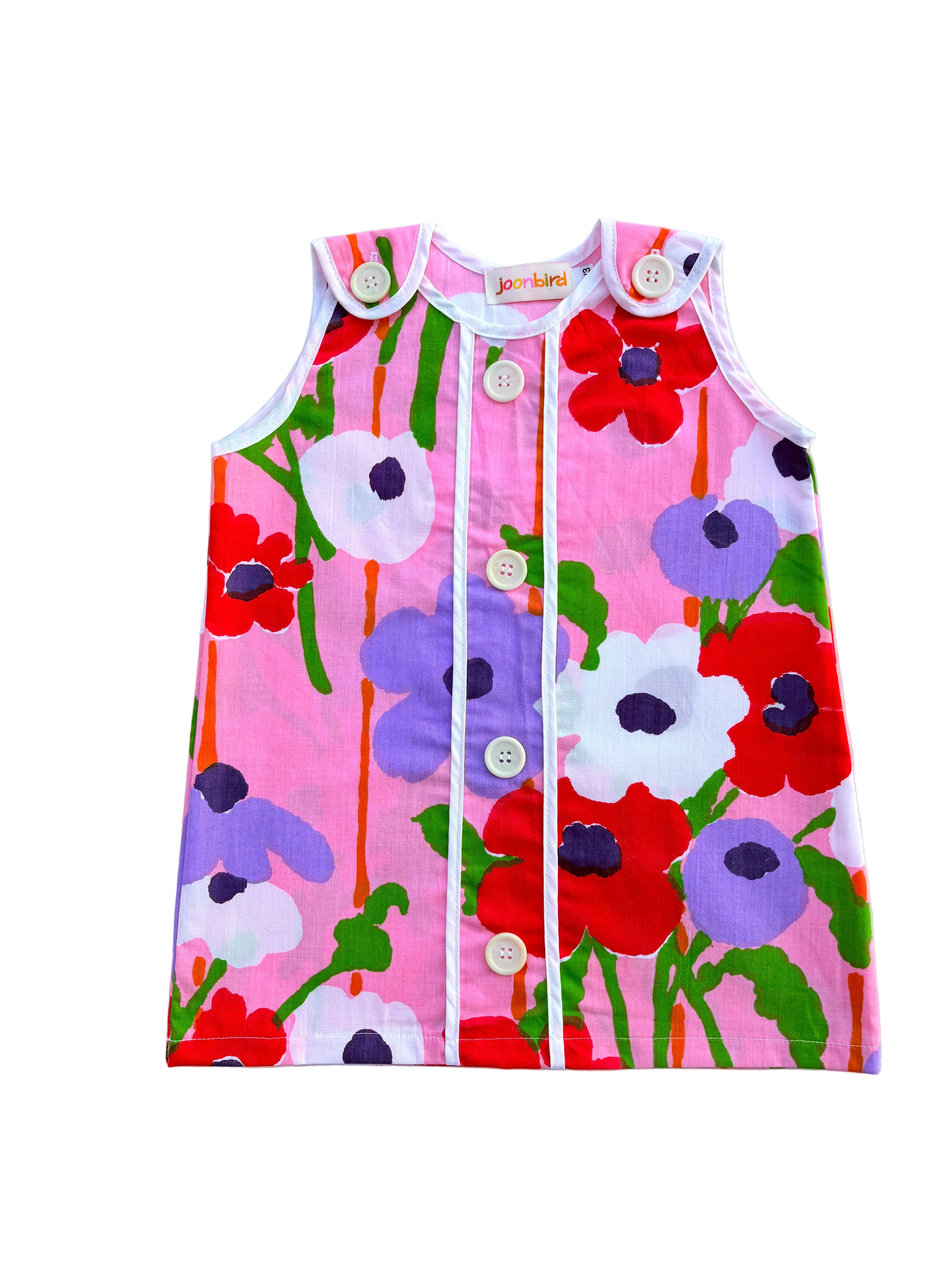 groovy girls flower power pink dress with purple and white flowers on a white background