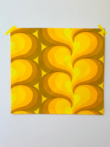 Vintage 1970s Golden Swirls Fabric Panel Art