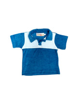 Load image into Gallery viewer, Retro Terry Cloth Polo Shirt — Blue/White
