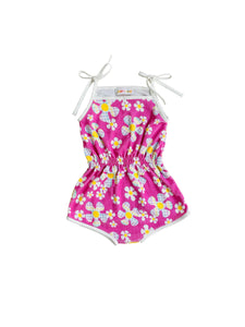 Pink Flower Power Terry Cloth Sunsuit