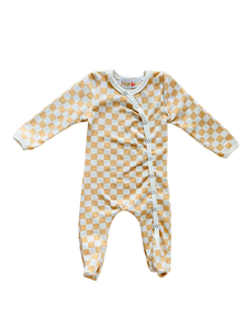 Footed Onesie — Checkered