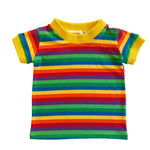 kids toddler colorful rainbow shirt with yellow trim