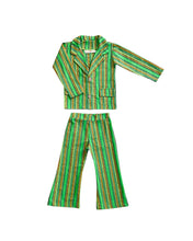 Load image into Gallery viewer, boys green striped retro 70s bell bottom suit