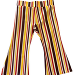 Rad children's vintage Striped pants with red, yellow, and brown colors on a white background