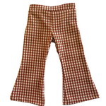 kids brown gingham bell bottom pants