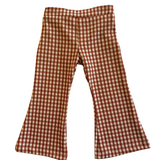 kids brown gingham bell bottom pants