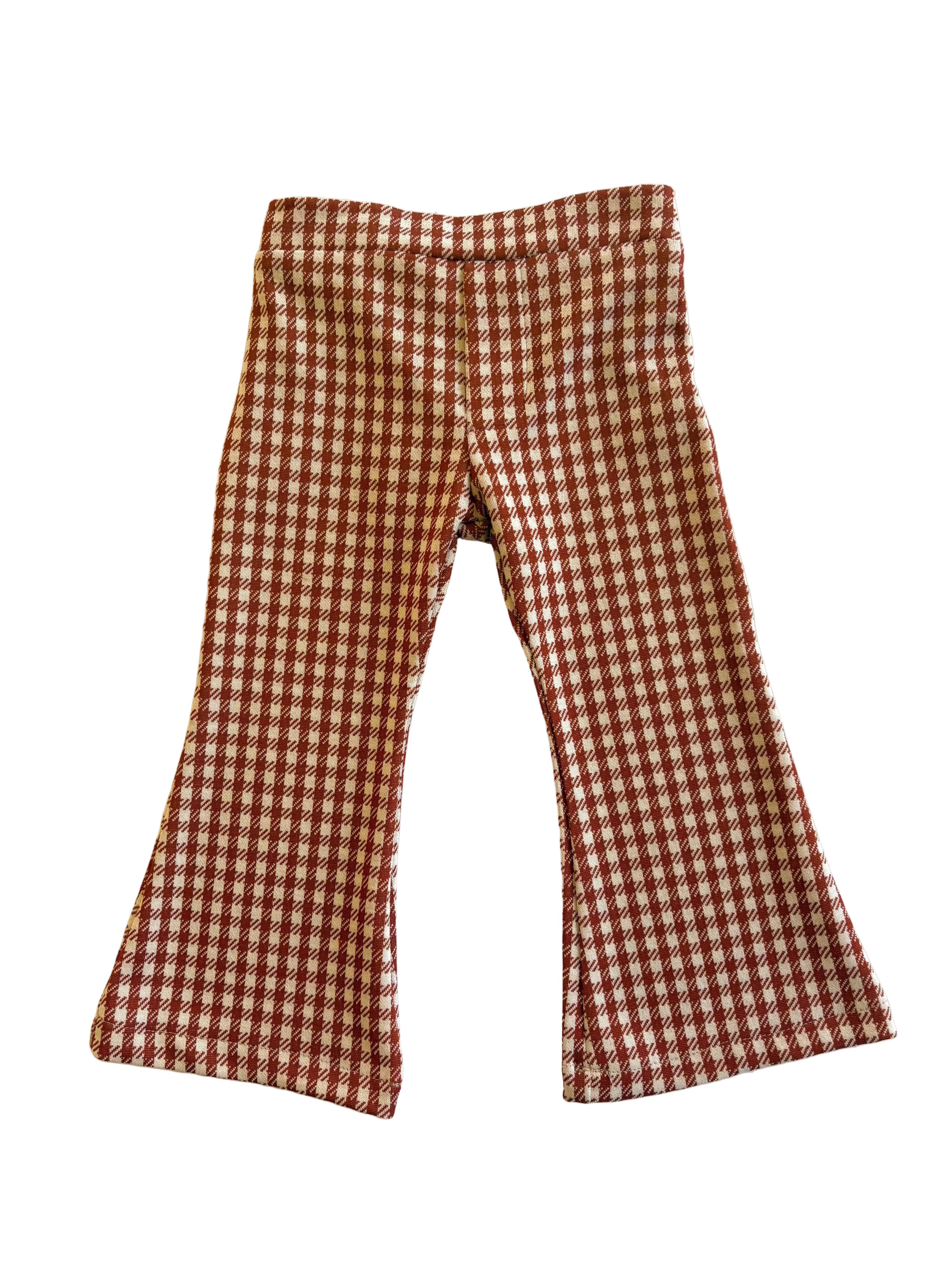kids brown gingham bell bottom pants