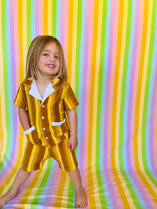 groovy yellow and brown 70s toddler outfit