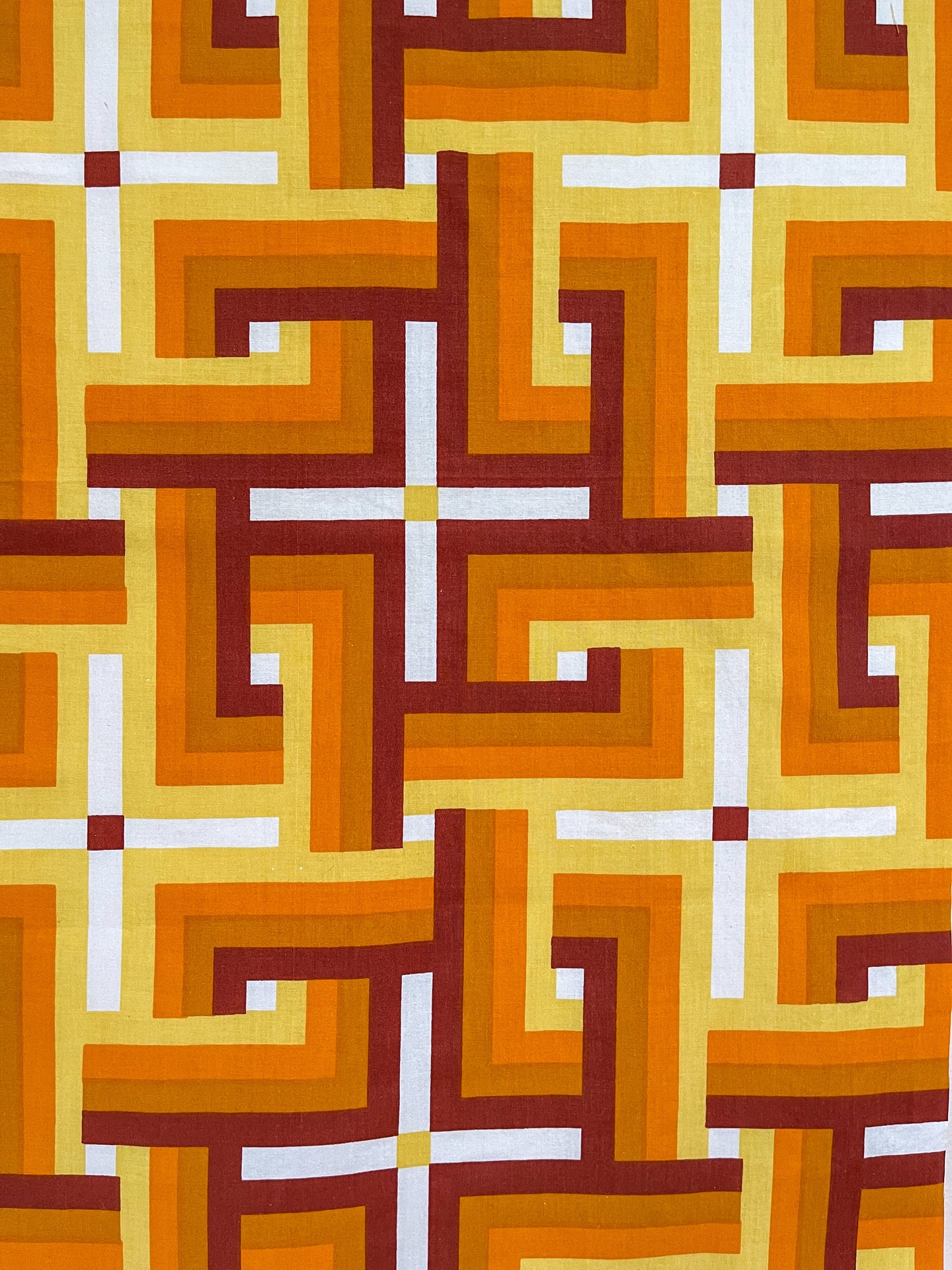 Geometric 1970s Vintage Fabric Panel Art