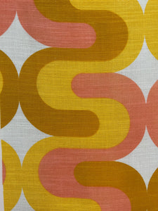 Vintage Mid Century 70s Pink/ Yellow Wave Fabric Panel