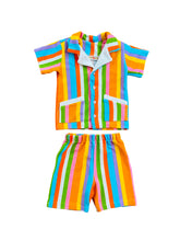 Load image into Gallery viewer, colorful striped retro boys cabana set