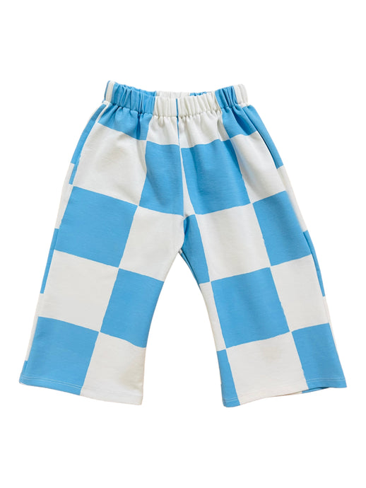kids blue and white checkered pants 