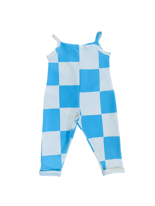 Jumpsuit — Checkered Sky Blue